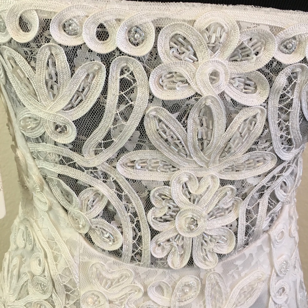 Sue Wong Lace Beaded Ivory Strapless Dress Size 0 - Picture 4 of 8
